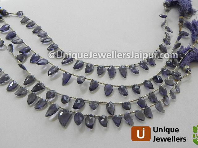 Iolite Faceted Uneven Leaf Beads